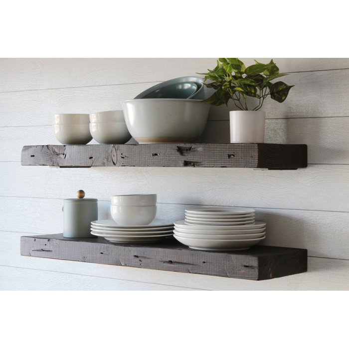 UrbanLegacy Reclaimed Barn Joist Deep Floating Shelves with Low Profile